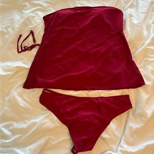 Red Strapless Bikini Set